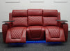 Venice 3 Seater Electric Recliner Sofa & Cinema Seats Smart Cinema Sofa  Red Leather - Minor Scuffs - Second Hand Sofa 326