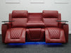 Venice 3 Seater Electric Recliner Sofa & Cinema Seats Smart Cinema Sofa  Red Leather - Minor Scuffs - Second Hand Sofa 326