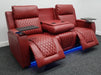 Venice 3 Seater Electric Recliner Sofa & Cinema Seats Smart Cinema Sofa  Red Leather - Minor Scuffs - Second Hand Sofa 326