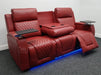 Venice 3 Seater Electric Recliner Sofa & Cinema Seats Smart Cinema Sofa  Red Leather - Minor Scuffs - Second Hand Sofa 326