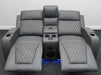 Venice Series One 2 Seater Electric Recliner Cinema Sofa in Grey Leather - Backrest Flap & Minor Panel Damage - Second Hand Sofa 312