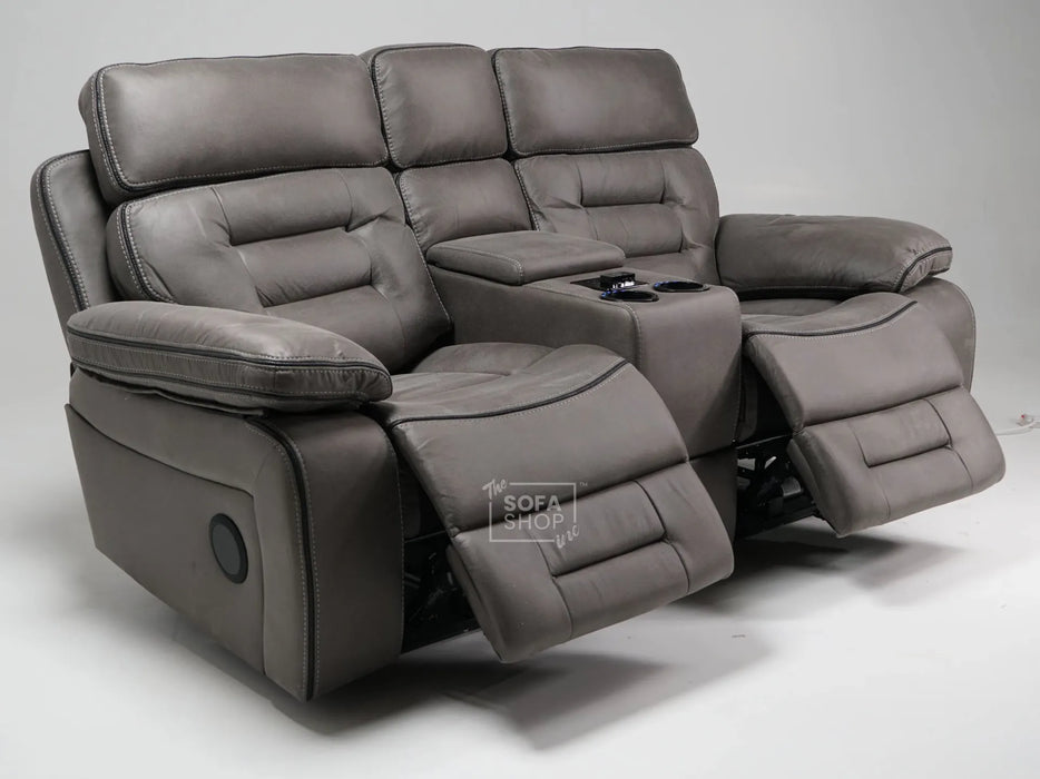 Tuscany 2 Seater Electric Recliner Sofa & Cinema Seats in Grey Fabric - Damaged at Back - Ex Display Sofas 339