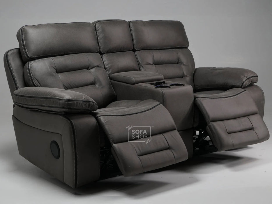 Tuscany 2 Seater Electric Recliner Sofa & Cinema Seats in Grey Fabric - Damaged at Back - Ex Display Sofas 339