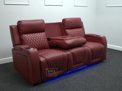 Venice Series Two 3 Seater Electric Recliner Cinema Sofa in Red Leather  - Minor Scuffs & Dents - Second Hand Sofas 314