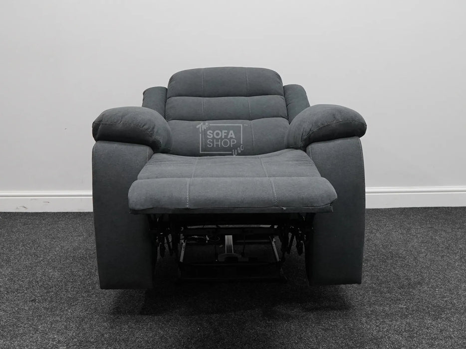 Chelsea Electric Recliner Chair in Dark Grey Fabric - Tiny Rip on Seat - Second Hand Chairs 317