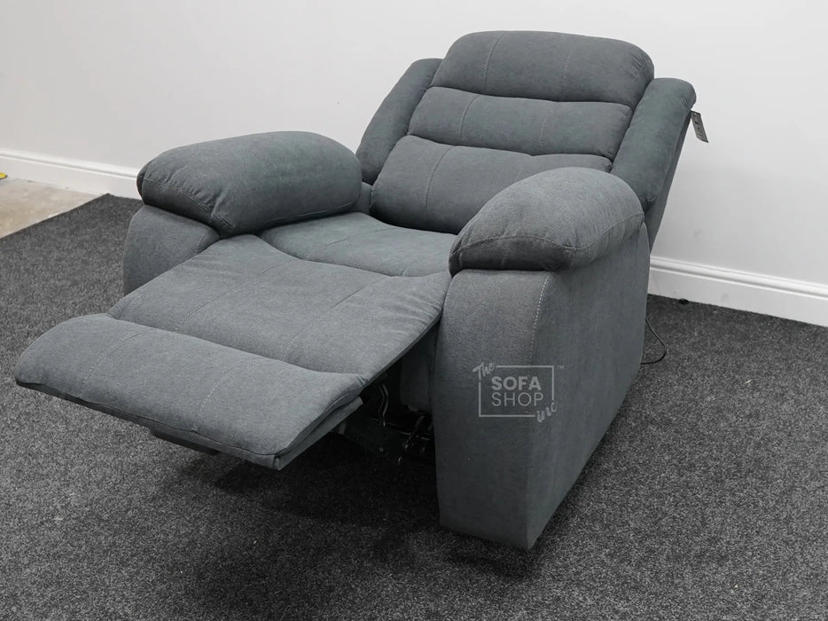 Chelsea Electric Recliner Chair in Dark Grey Fabric - Tiny Rip on Seat - Second Hand Chairs 317