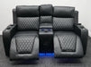 Venice 2-Seater Electric Cinema Recliner Sofa in Black Leather - Slightly Wobbly Left Side & Repaired Main Support Beam - Second Hand Sofa 328