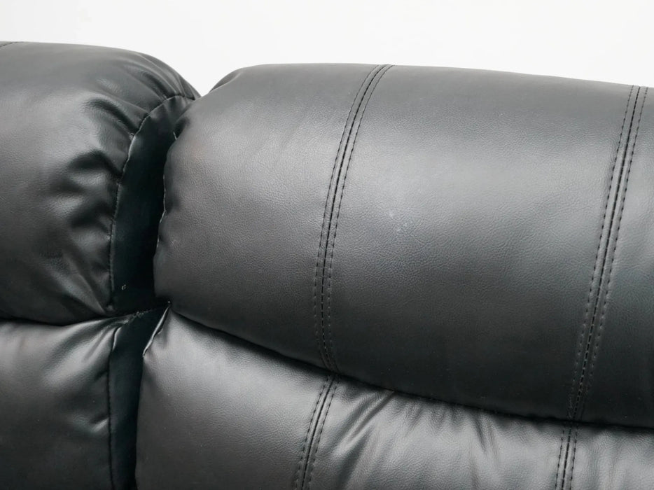 Sortino 3 Seater Black Leather Recliner Sofa - Second Hand Sofas 323