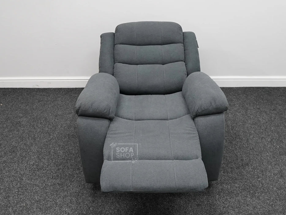 Chelsea Electric Recliner Chair in Dark Grey Fabric - Tiny Rip on Seat - Second Hand Chairs 317