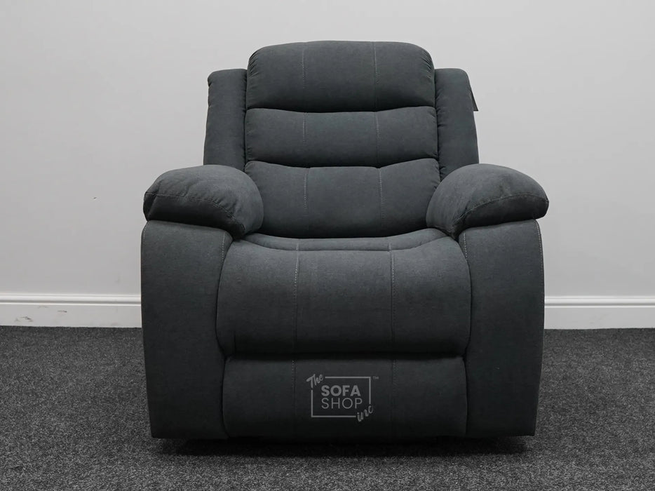 Chelsea Electric Recliner Chair in Dark Grey Fabric - Tiny Rip on Seat - Second Hand Chairs 317