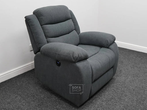 Chelsea Electric Recliner Chair in Dark Grey Fabric - Tiny Rip on Seat - Second Hand Chairs 317