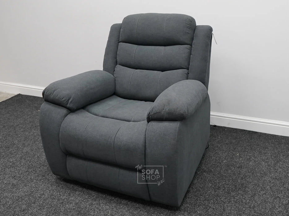 Chelsea Electric Recliner Chair in Dark Grey Fabric - Tiny Rip on Seat - Second Hand Chairs 317