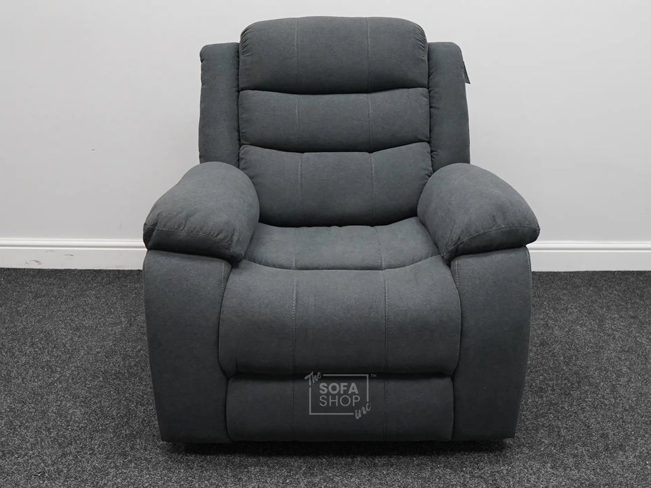 Chelsea Electric Recliner Chair in Dark Grey Fabric - Tiny Rip on Seat - Second Hand Chairs 317