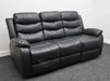 Sortino 3 Seater Black Leather Recliner Sofa - Second Hand Sofas 323