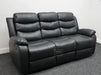 Sortino 3 Seater Black Leather Recliner Sofa - Second Hand Sofas 323