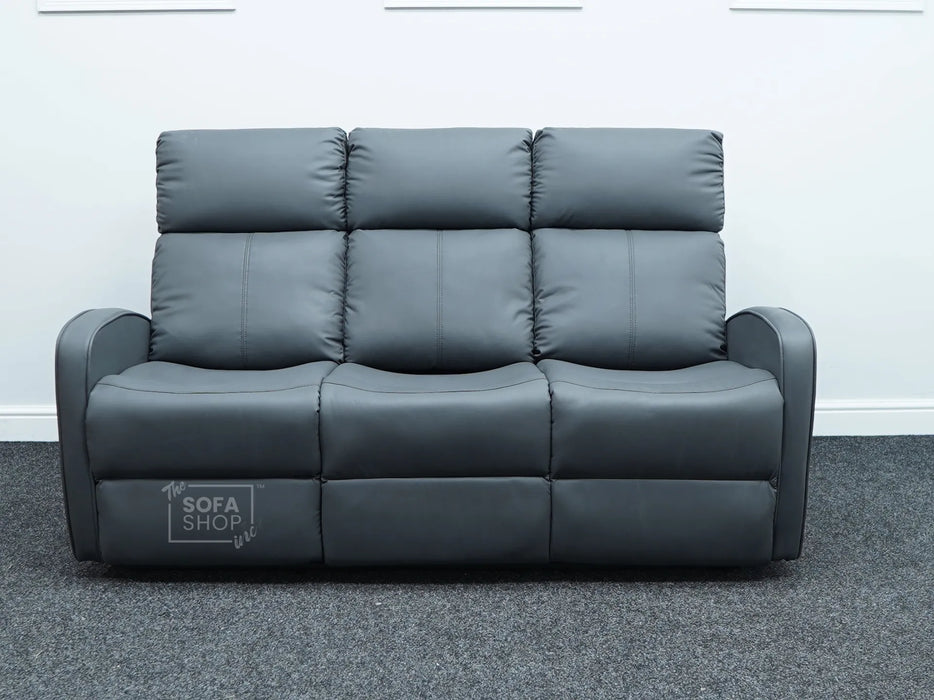 Parma 3 Seater Grey Leather Recliner Sofa - Second Hand Sofas 320