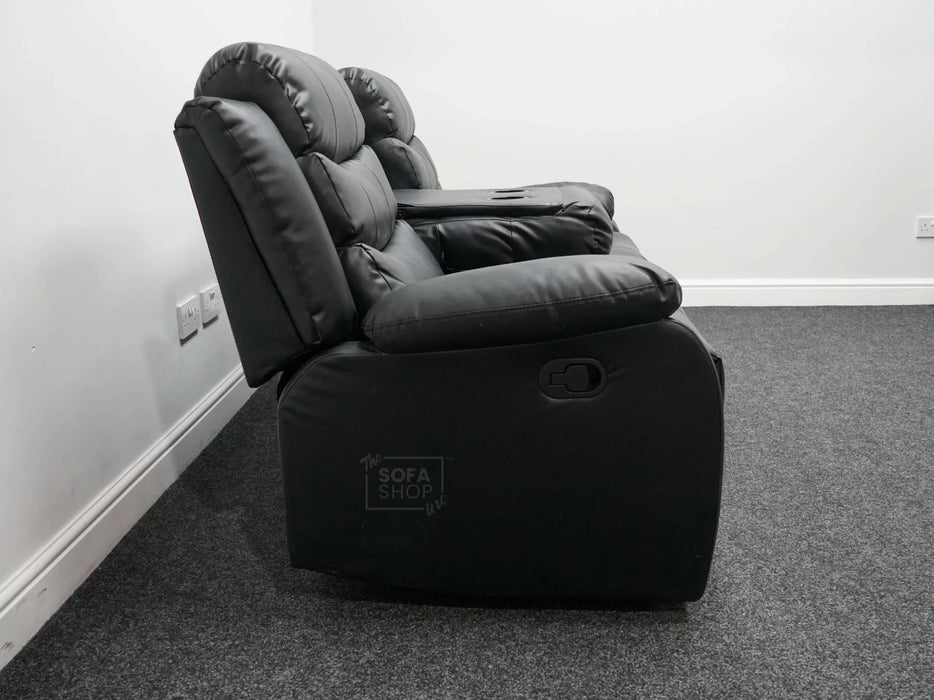 Sortino 3 Seater Black Leather Recliner Sofa - Second Hand Sofas 323