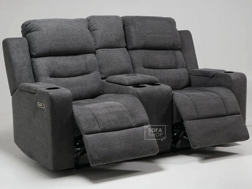 Lawson 2 Seater Electric Recliner Sofa in Grey Woven Fabric - Sunken Seats - Second Hand Sofa 338