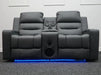 Siena 2 Seater Electric Recliner Cinema Sofa in Grey Leather - Minor Scuffs - Second Hand Sofas 325