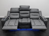 Siena 3 Seater Electric Recliner Cinema Sofa in Grey Leather - Different Firmness Level Between Seats & Leather Creased - Second Hand Sofas 316