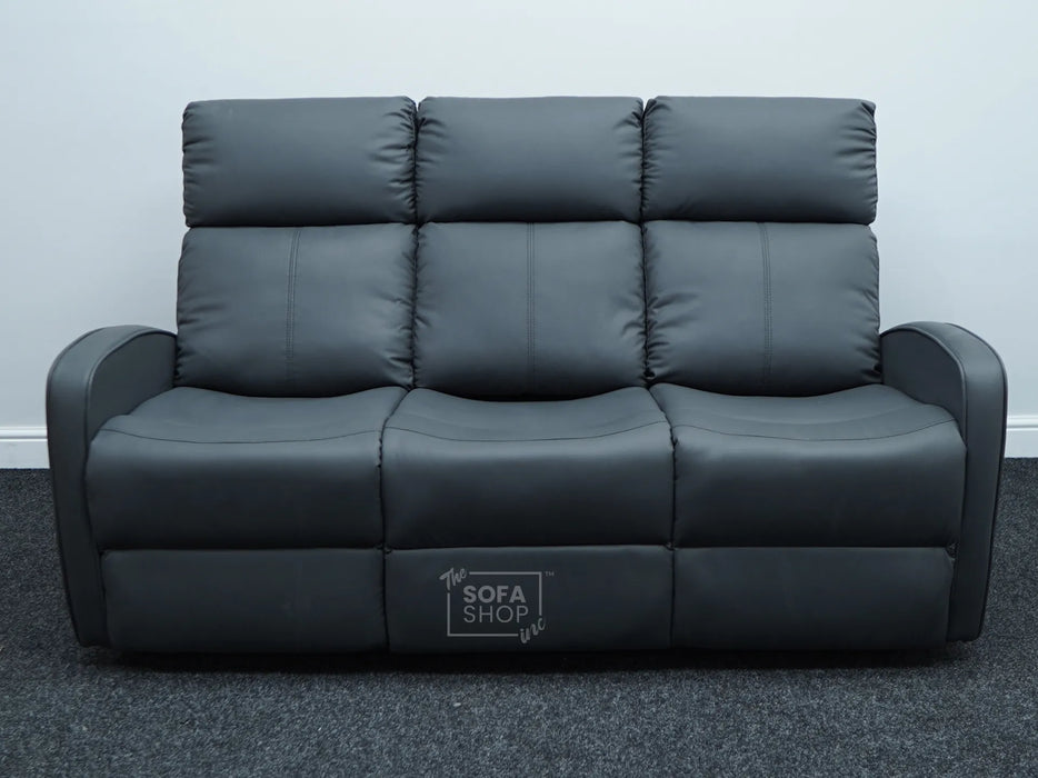 Parma 3 Seater Grey Leather Recliner Sofa - Second Hand Sofas 320