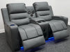 Siena 2 Seater Electric Recliner Cinema Sofa in Grey Leather - Minor Scuffs - Second Hand Sofas 325