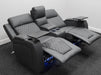 Venice Series One 2 Seater Electric Recliner Cinema Sofa in Grey Leather - Backrest Flap & Minor Panel Damage - Second Hand Sofa 312