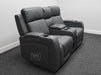 Venice Series One 2 Seater Electric Recliner Cinema Sofa in Grey Leather - Backrest Flap & Minor Panel Damage - Second Hand Sofa 312