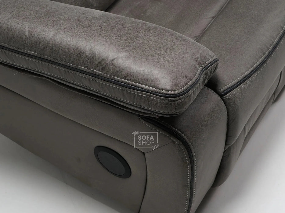 Tuscany 2 Seater Electric Recliner Sofa & Cinema Seats in Grey Fabric - Damaged at Back - Ex Display Sofas 339