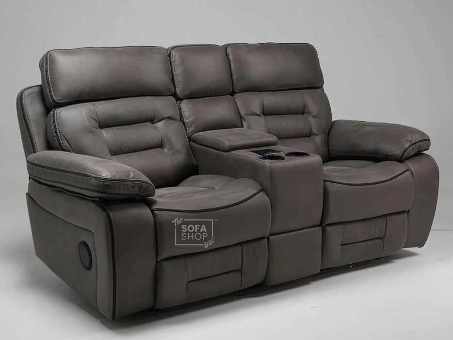 Tuscany 2 Seater Electric Recliner Sofa & Cinema Seats in Grey Fabric - Damaged at Back - Ex Display Sofas 339