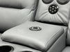 Second Hand Sofas 2 Seater Electric Recliner Sofa & Cinema Seats in Grey Leather. Smart Cinema Sofa With Power Functions, Console , Massage Seats & Speakers - Small Scuff at Back - Siena 143