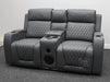 Venice Series One 2 Seater Electric Recliner Cinema Sofa in Grey Leather - Backrest Flap & Minor Panel Damage - Second Hand Sofa 312