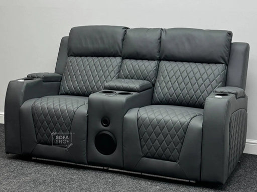 Venice Series One 2 Seater Electric Recliner Smart Cinema Sofa In Grey Leather - New Sofa Has a Tiny Hole - Second Hand Sofas 211