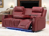 Venice 3 Seater Electric Recliner Cinema Sofa In Red Leather | Small Scuffs on Left Ear & Top Panel, Right Cooling Feature Not Working | Second Hand Sofas 35