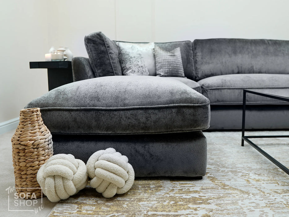 Fabric U Shaped Corner Sofa In Grey - Novara