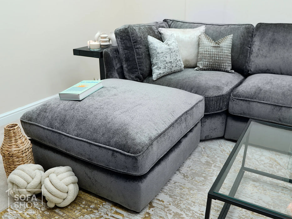 Fabric U Shaped Corner Sofa In Grey - Novara