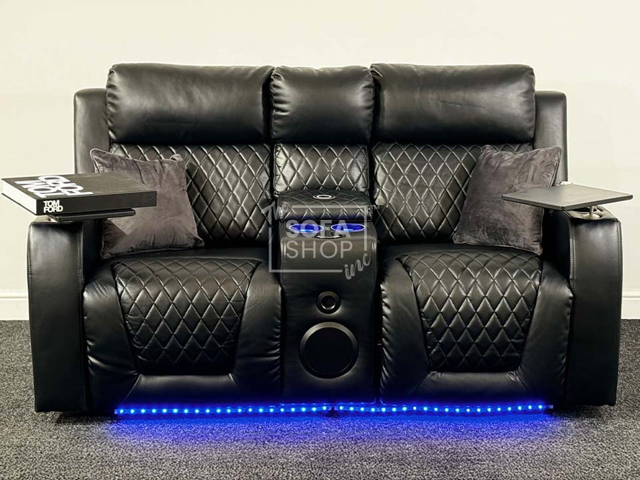 Venice Series One 2 Seater Electric Recliner Sofa & Cinema Seats in Black Leather with Power, Massage & Console  -  speakers not functioning - Ex Display 72