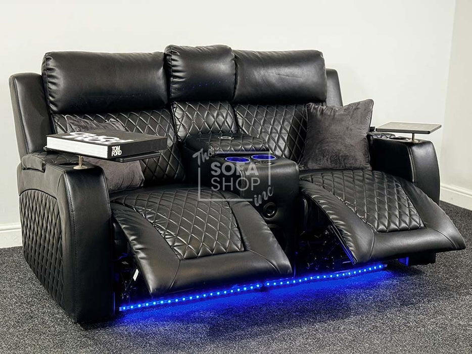 Venice Series One 2 Seater Electric Recliner Sofa & Cinema Seats in Black Leather with Power, Massage & Console  -  speakers not functioning - Ex Display 72