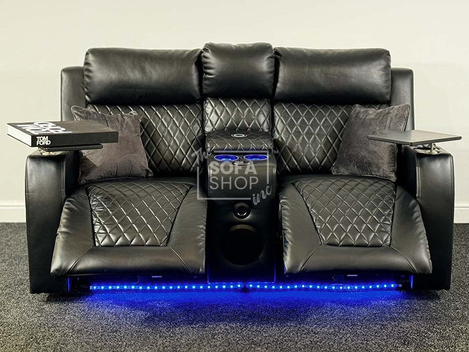 Venice Series One 2 Seater Electric Recliner Sofa & Cinema Seats in Black Leather with Power, Massage & Console  -  speakers not functioning - Ex Display 72