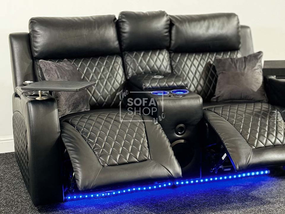 Venice Series One 2 Seater Electric Recliner Sofa & Cinema Seats in Black Leather with Power, Massage & Console  -  speakers not functioning - Ex Display 72