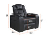 Electric Recliner Chair & Cinema Seat in Black Leather + Massage + Cup Holders + Table - Capri