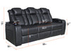 3+1 Electric Recliner Sofa Set and Cinema Sofa Seats Package in Black Real Leather. Suite with USB, Storage, and Charger - Capri