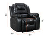 Dimension Picture Of recliner electric chair in black leather from Vancouver