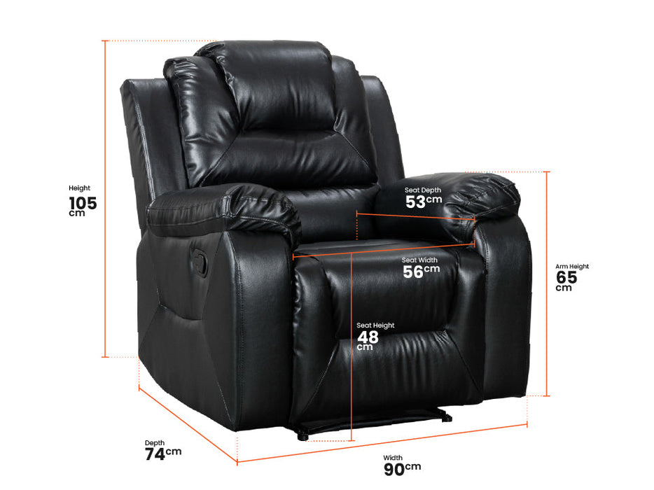 1+1 Set of Sofa Chairs. 2 Electric Recliner Chairs in Black Leather - Vancouver