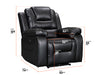 dimension of electric recliner chair in black leather | Vancouver