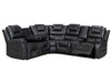 Veneto Electric Recliner Corner Sofa in Black Leather with Console, Storage, USB, Wireless Charger & Cup Holders