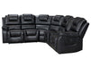 Electric Recliner Corner Sofa and Chair Set in Black Leather with Console, Cup Holders & USB Ports - Veneto