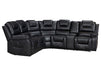 Electric Recliner Corner Sofa and Chair Set in Black Leather with Console, Cup Holders & USB Ports - Veneto