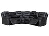 Electric Recliner Corner Sofa in Black Leather | Console, Storage, USB, Wireless Charger & Cup Holders | Veneto | Sofa Sale