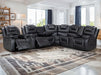 Electric Recliner Corner Sofa and Chair Set in Black Leather with Console, Cup Holders & USB Ports - Veneto